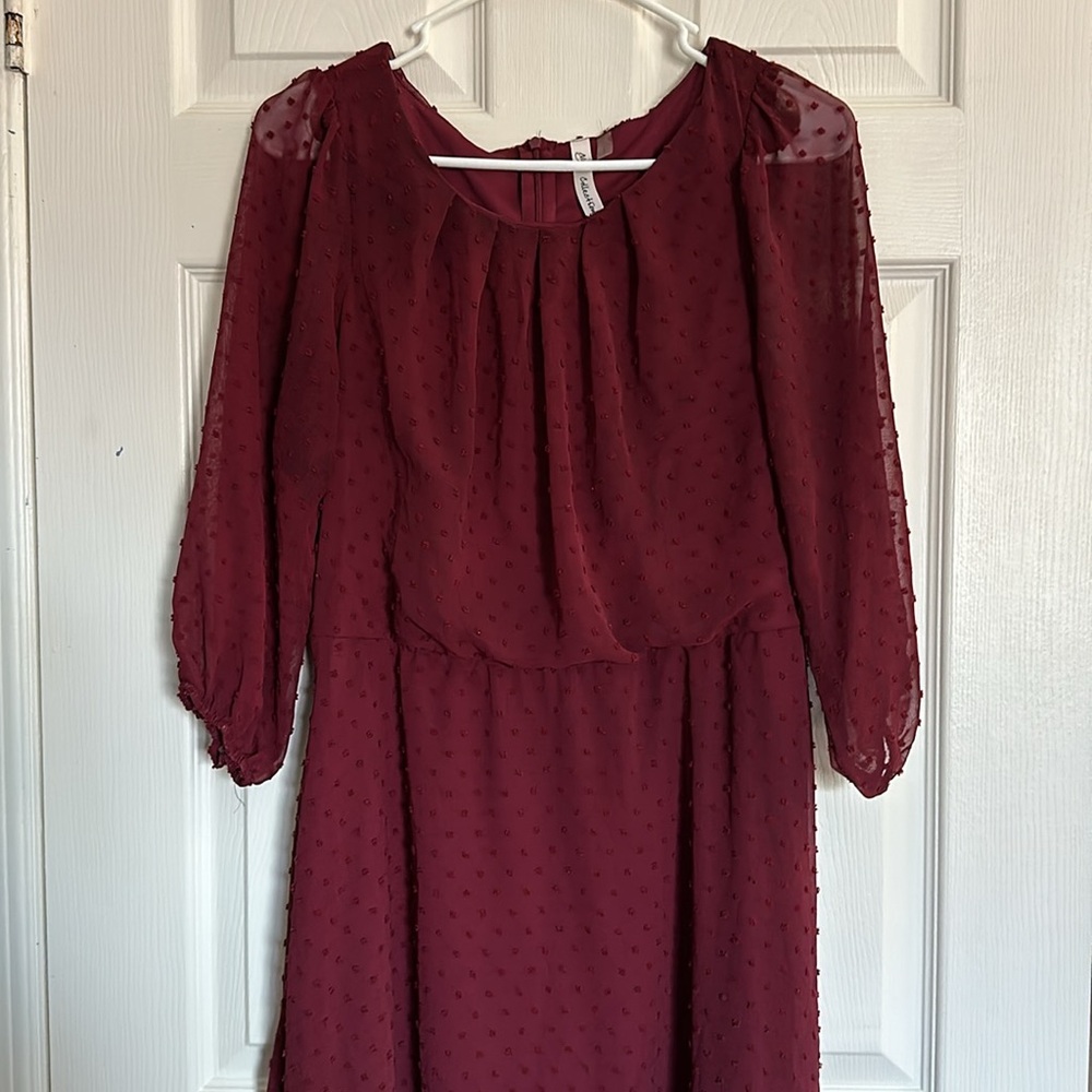 NY Collection Red Midi Sundress with Bishop Sleeves